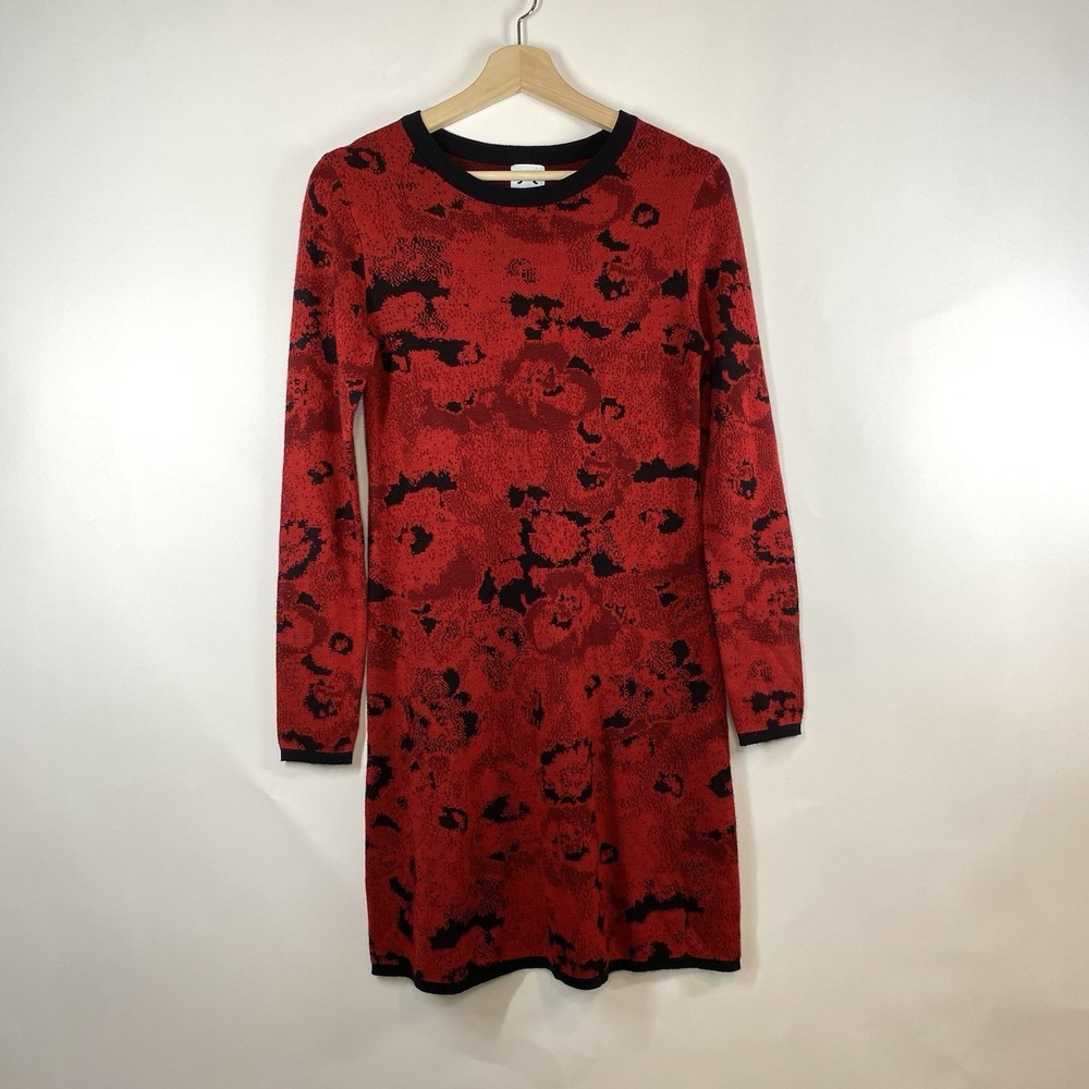 John And Jenn Red Black Long Sleeve Knit Sweater Dress Small Whimsigoth Vampire